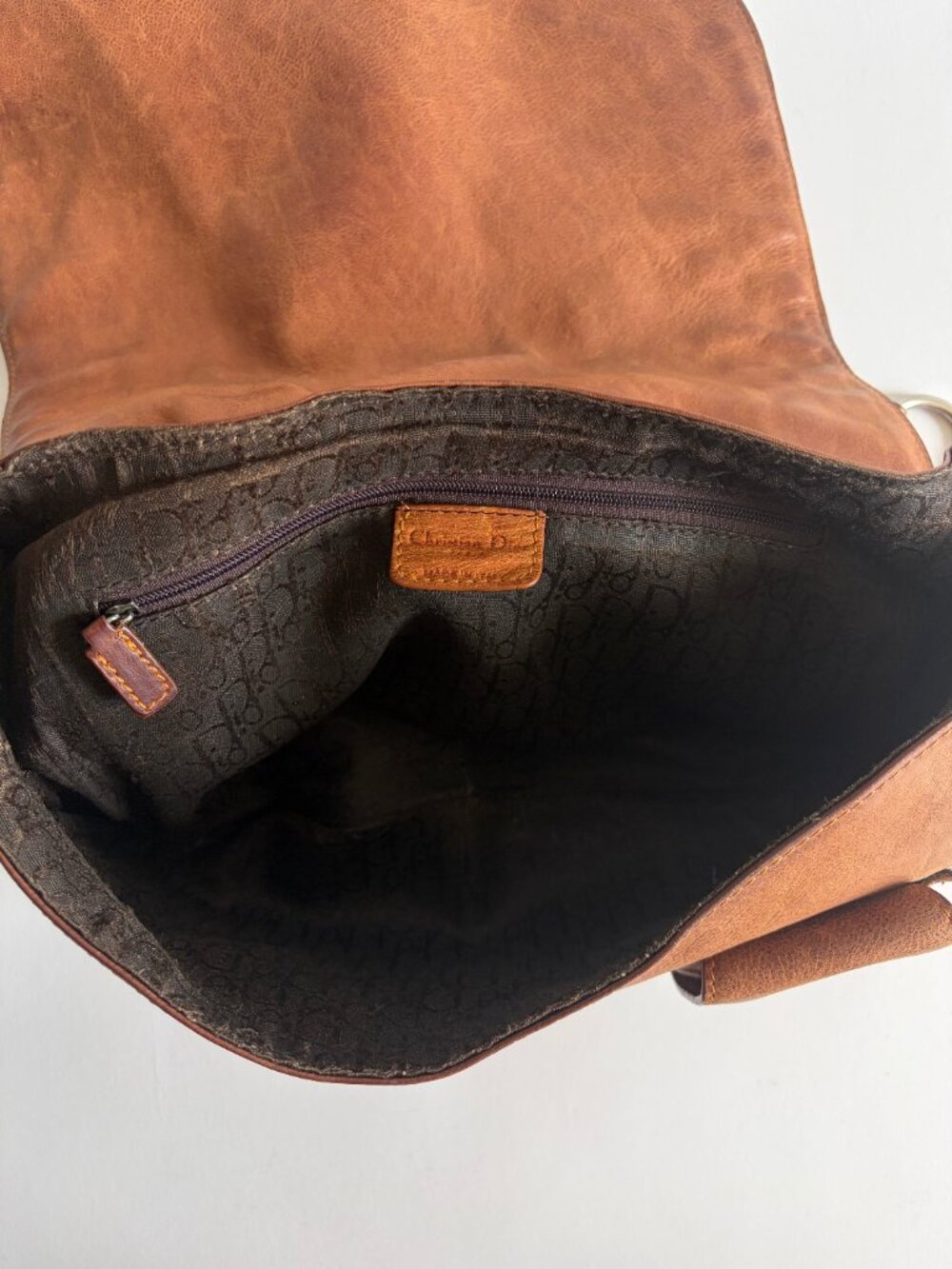 VINTAGE CHRISTIAN DIOR GAUCHO BROWN SADDLE BAG - Picture 12 of 16